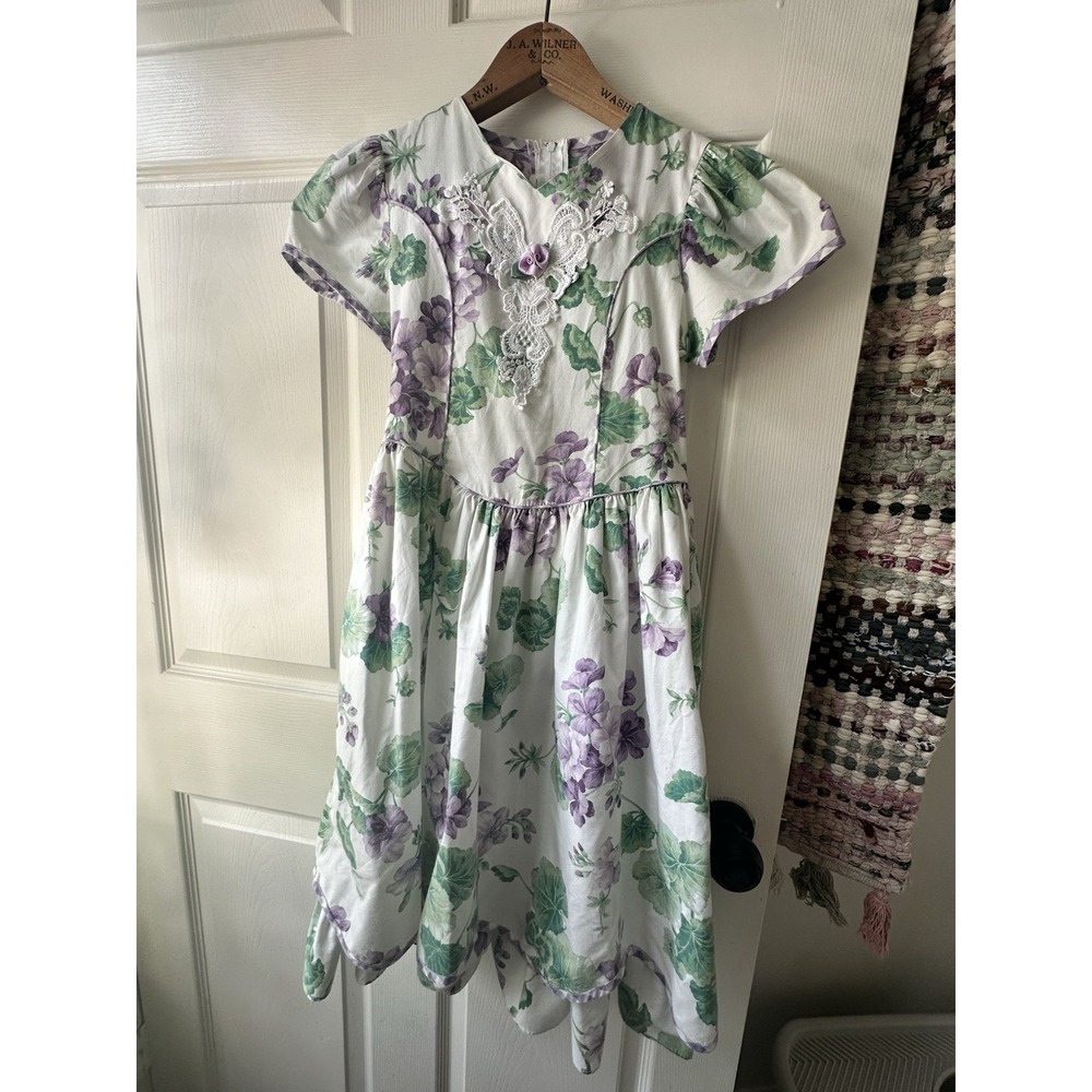 Peaches 'n Cream Vintage Floral Easter Spring Dress 90s MiUSA Girls Size 10 M